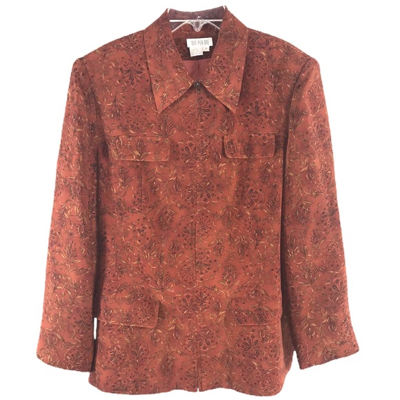 Vintage Due Per Due Silk Floral Zip Blazer, Sz 10 - Picture 7 of 8